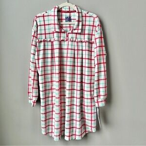 Muk Luks Nightgown Women's Medium New NWT Fleece Plaid Festive Winter Cozy Soft